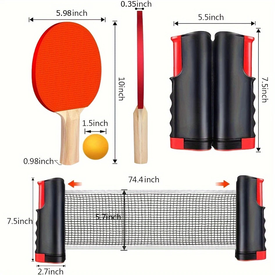 BiTS TO BIG Ping Pong Paddle Set — Portable Table Tennis Kit with Retractable Net