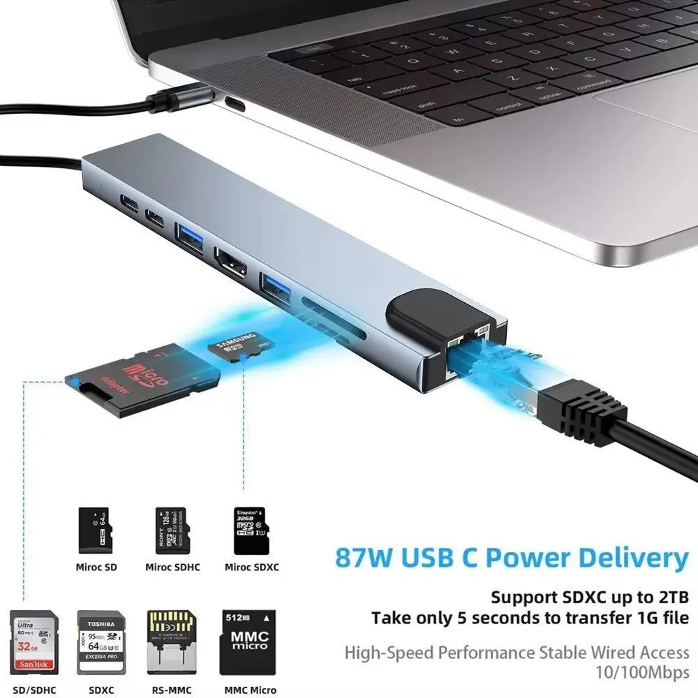 FEIWIMI 8-in-1 USB C Docking Station — Multi-Port Hub with 4K HDMI & PD Charging