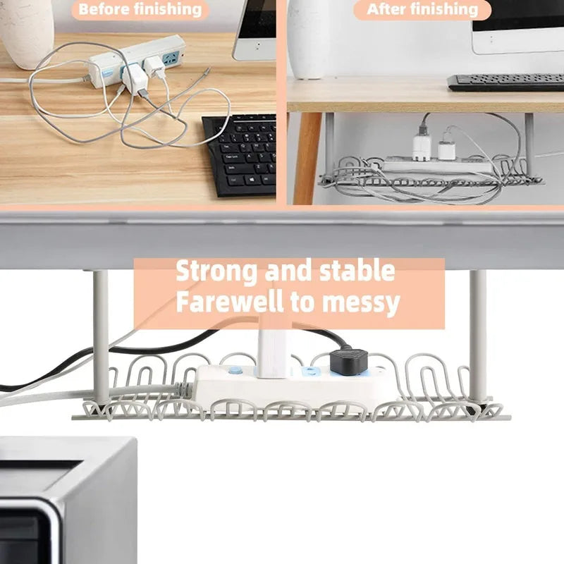 Under Desk Cable Management Tray — Cord Organizer for Home Office