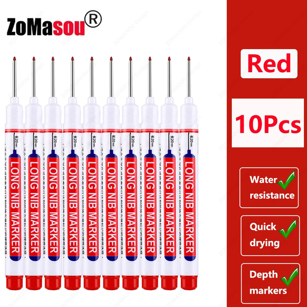 Deep Hole Marker Pen — Waterproof Long Head Woodworking Tool
