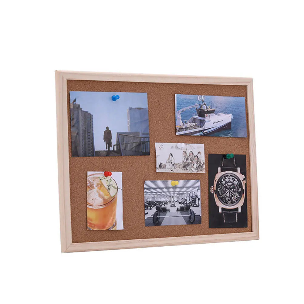 Wood Framed Cork Bulletin Board — Natural Surface for Office Organization