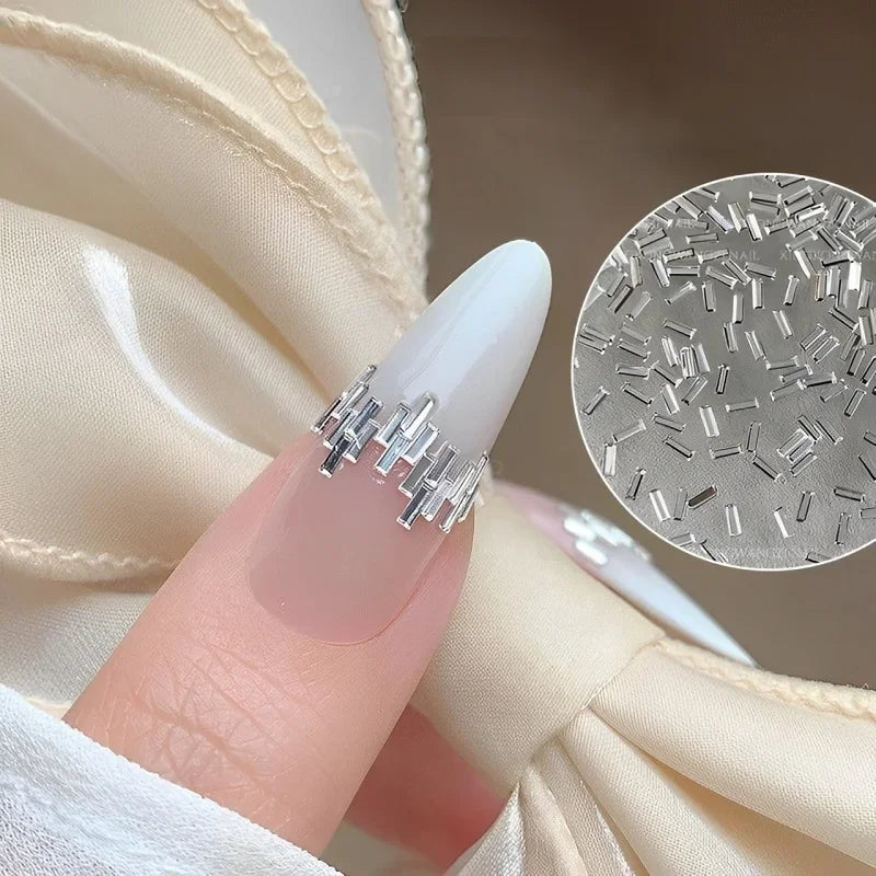 Nibiru DU Reflective Rhinestone Nail Strips — Silver Crystal Line Decoration