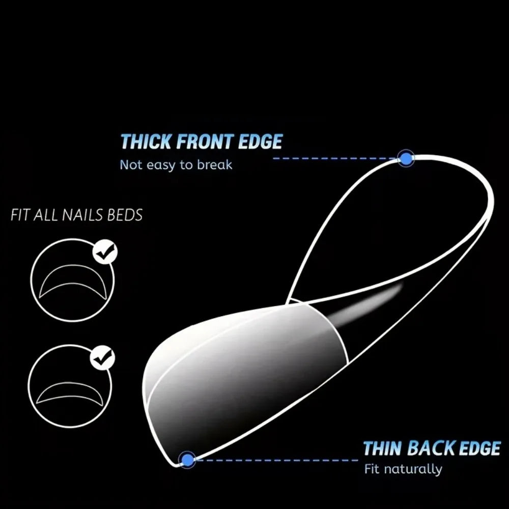 Stiletto False Nail Tips — Clear Full Cover Extensions for DIY Manicure