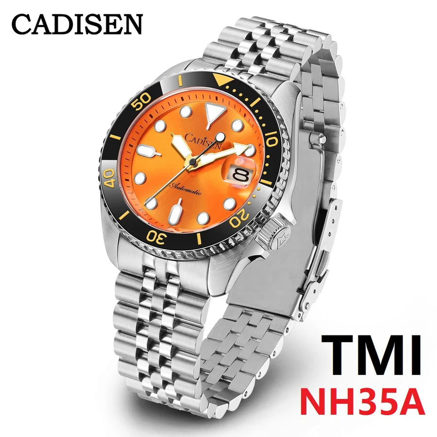 Cadisen 2026 Automatic Mechanical Watch — Luminous Diver with Ceramic Bezel