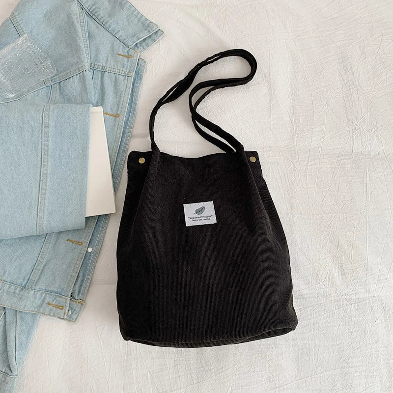 Yogodlns Corduroy Shoulder Bag — Large Capacity Casual Tote for Travel
