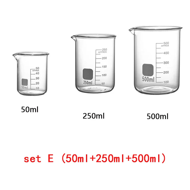 YWDL 3-Piece Glass Measuring Cup Set — Heat-Resistant Borosilicate Beakers