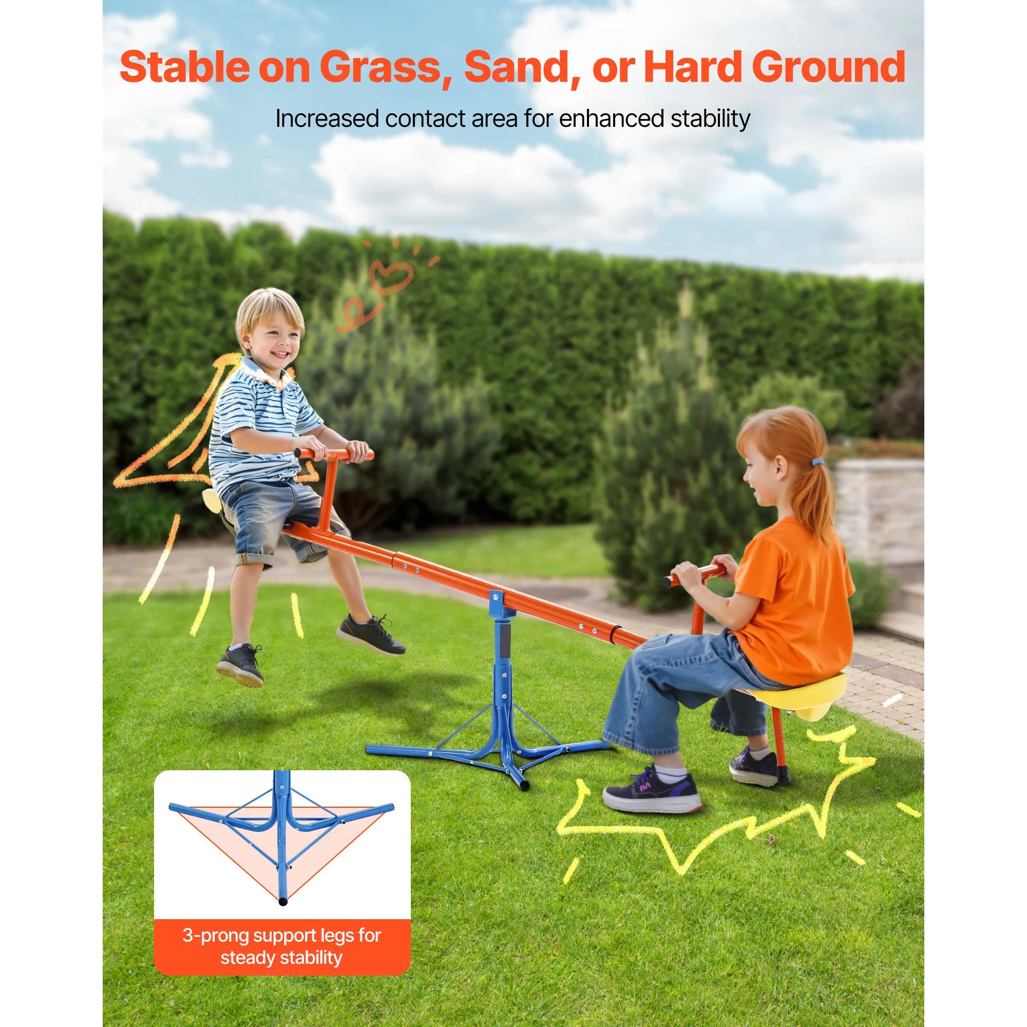 Dual Seater Kids Seesaw — 360° Rotating Teeter-Totter for Outdoor Play