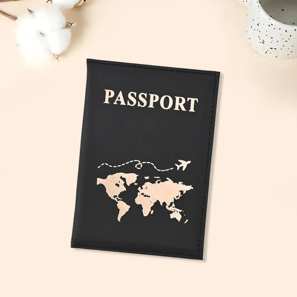 World Map Passport Cover — Protective PU Leather Travel Organizer