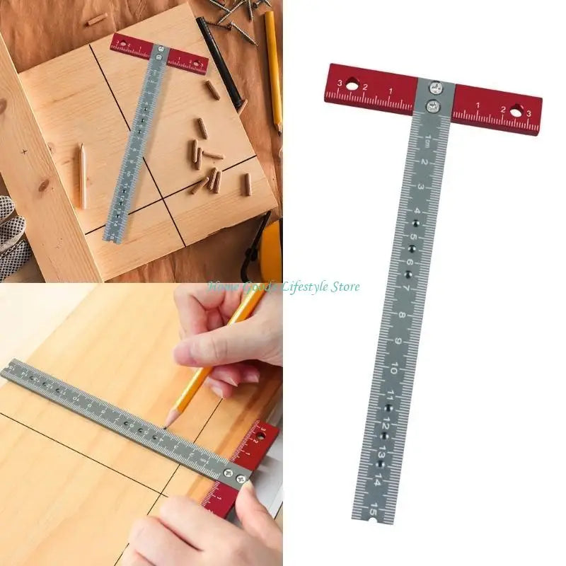 Aluminum Alloy Drafting T Square Ruler — Precise Measuring Tool for Woodworking