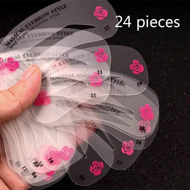 Eyebrow Stencil Kit — 24 Diverse Styles for Precise Makeup Application