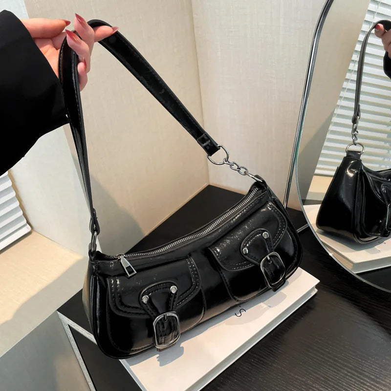 Women's Faux Leather Shoulder Bag — Trendy Armpit Style Crossbody