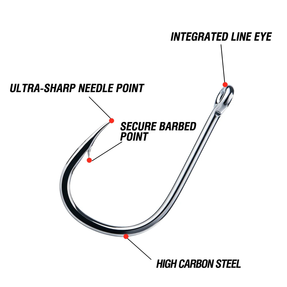 akakuma High Carbon Steel Fishing Hooks — Ultra Sharp Barbed Set, 400 Pieces