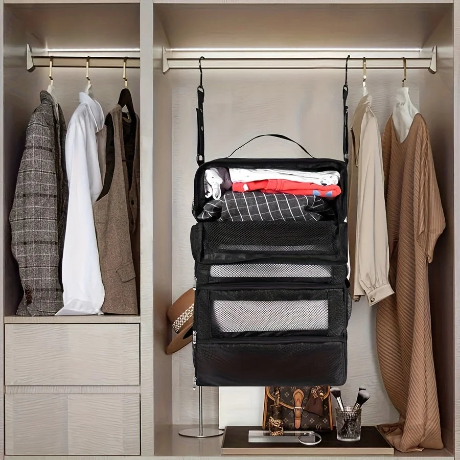 Portable Hanging Suitcase Organizer — Collapsible Travel Packing Cubes