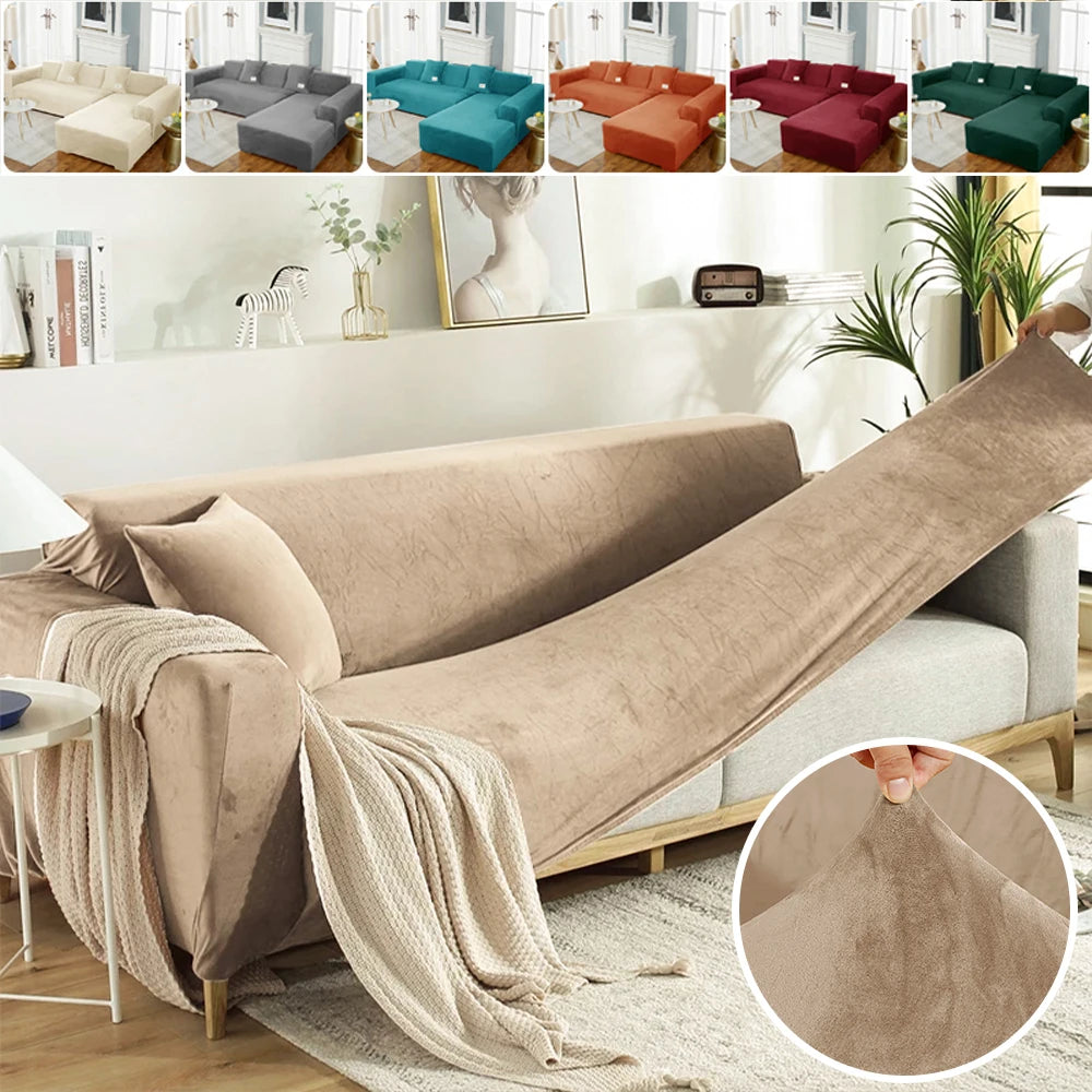 airldianer Velvet Sofa Cover — Luxury Elastic Slipcover for L-Shaped & Sectional Sofas