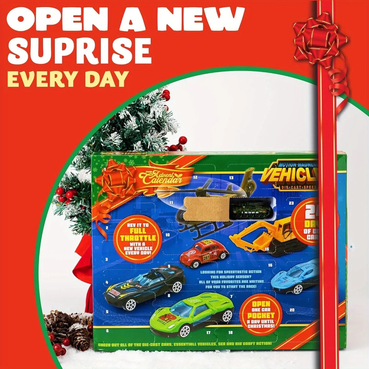 Joyfy Christmas Vehicle Advent Calendar — 24 Day Countdown Diecast Car Set