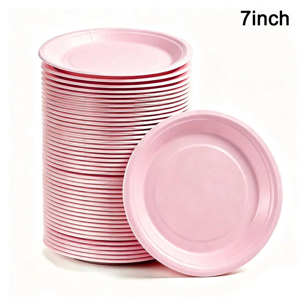 Solid Color Paper Plates — Disposable 7-Inch Party Tableware