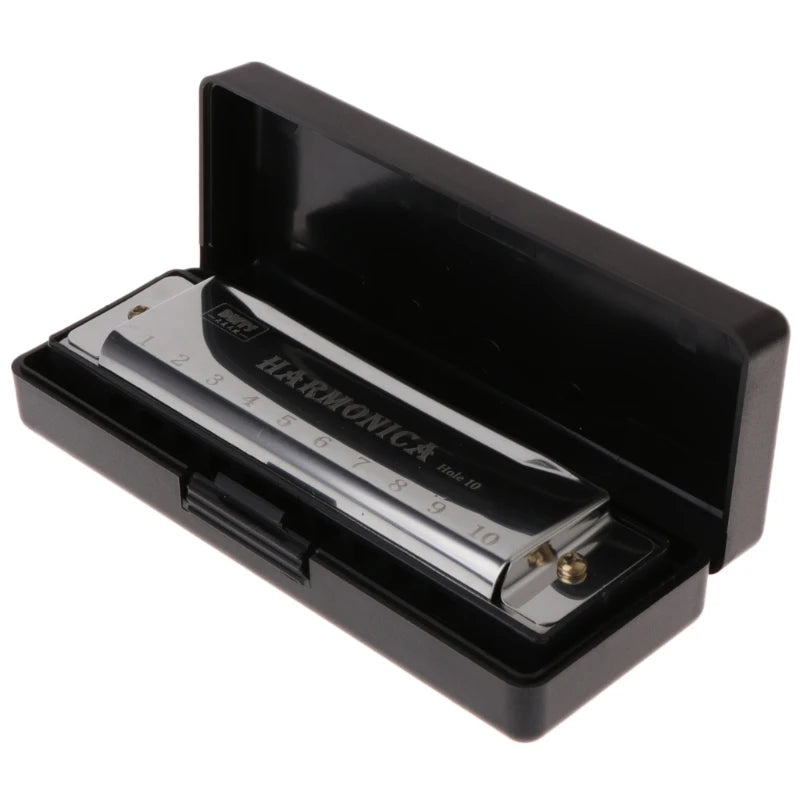 10 Hole Diatonic Harmonica — Beginner Musical Instrument with Case