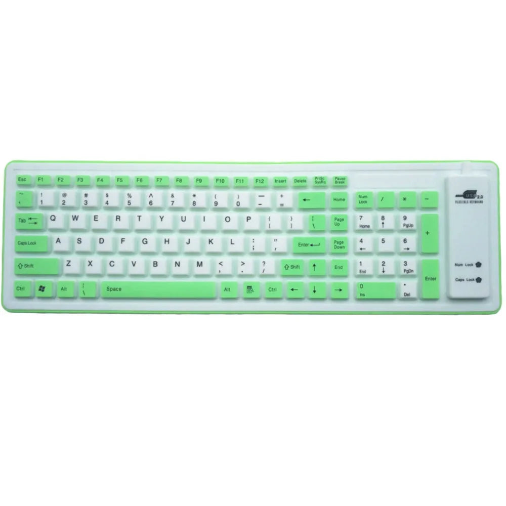 Flexible Silicone Wired Keyboard — Waterproof and Foldable Design
