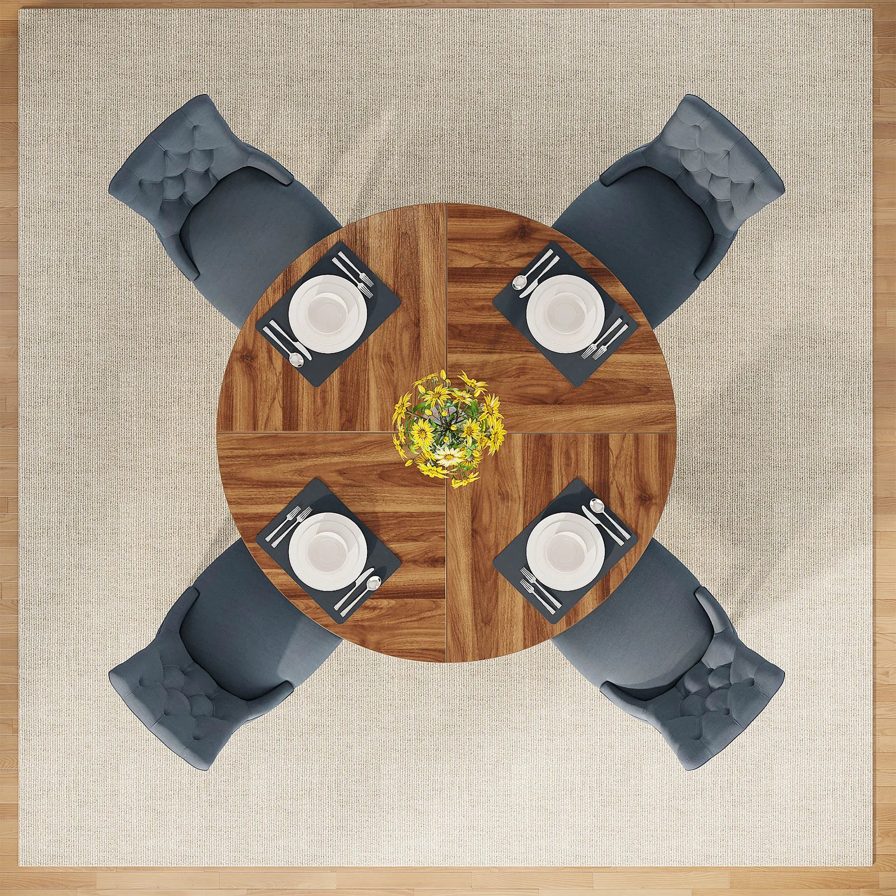 Tribesigns Round Dining Table — 47 Inch Farmhouse Kitchen Table