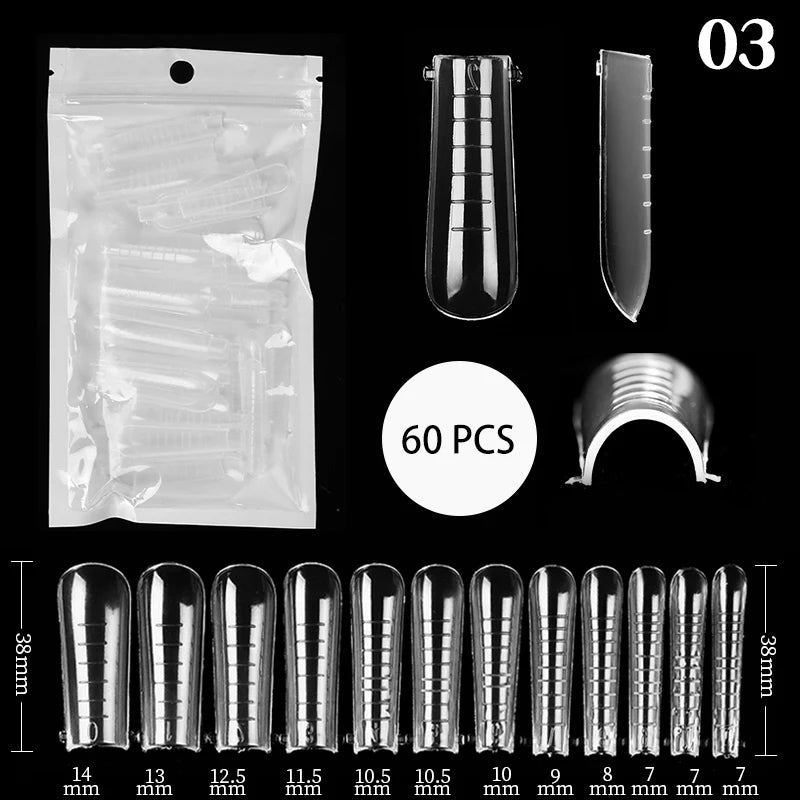 Full Cover Sculpted Clear Nail Tips — DIY Coffin Extension System
