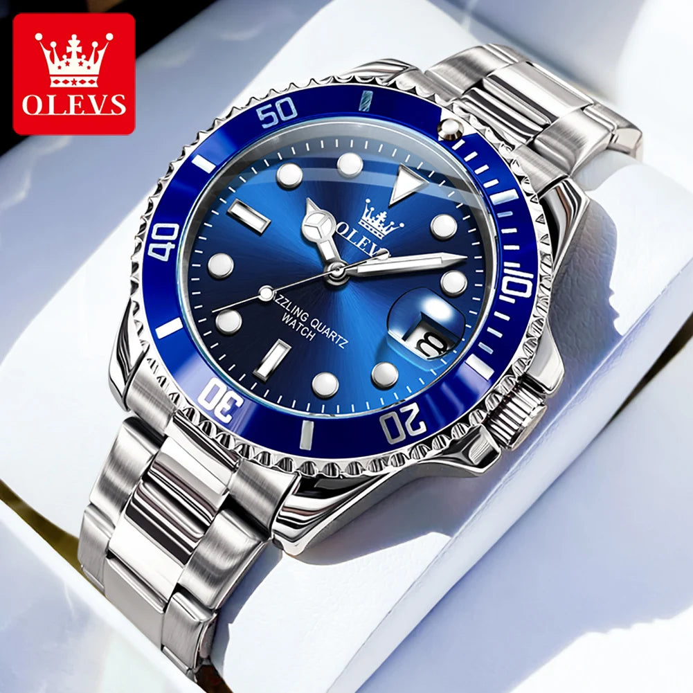OLEVS 5885 Men's Business Watch — Stainless Steel Quartz Wristwatch