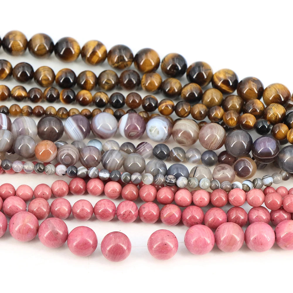 Natural Stone Gemstone Beads — Round Crystal Spacers for Jewelry Making