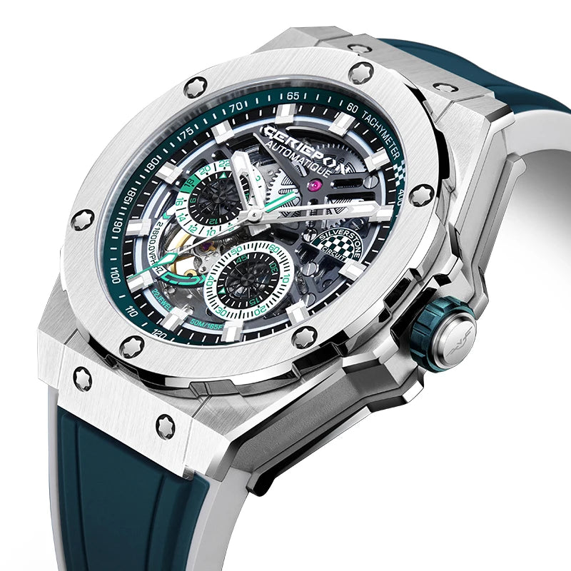 Men's Automatic Mechanical Watch — Skeleton Design with Sapphire Crystal