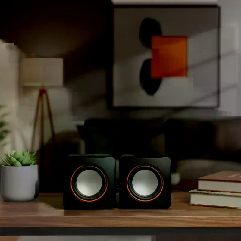 KOQZM USB Computer Speakers — Stereo LED Audio System with Built-in Microphone