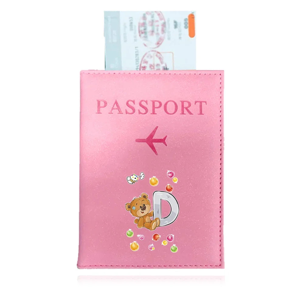 Bear Pattern Passport Cover — Protective PU Leather Travel Holder