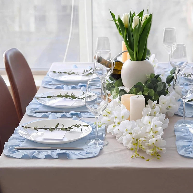 Cotton Ruffle Placemats and Napkins — Elegant Table Decor for Dining