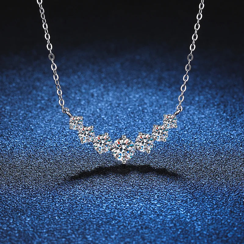 DOTEFFIL Moissanite Oval Pendant Necklace — 18k White Gold Plated Sterling Silver