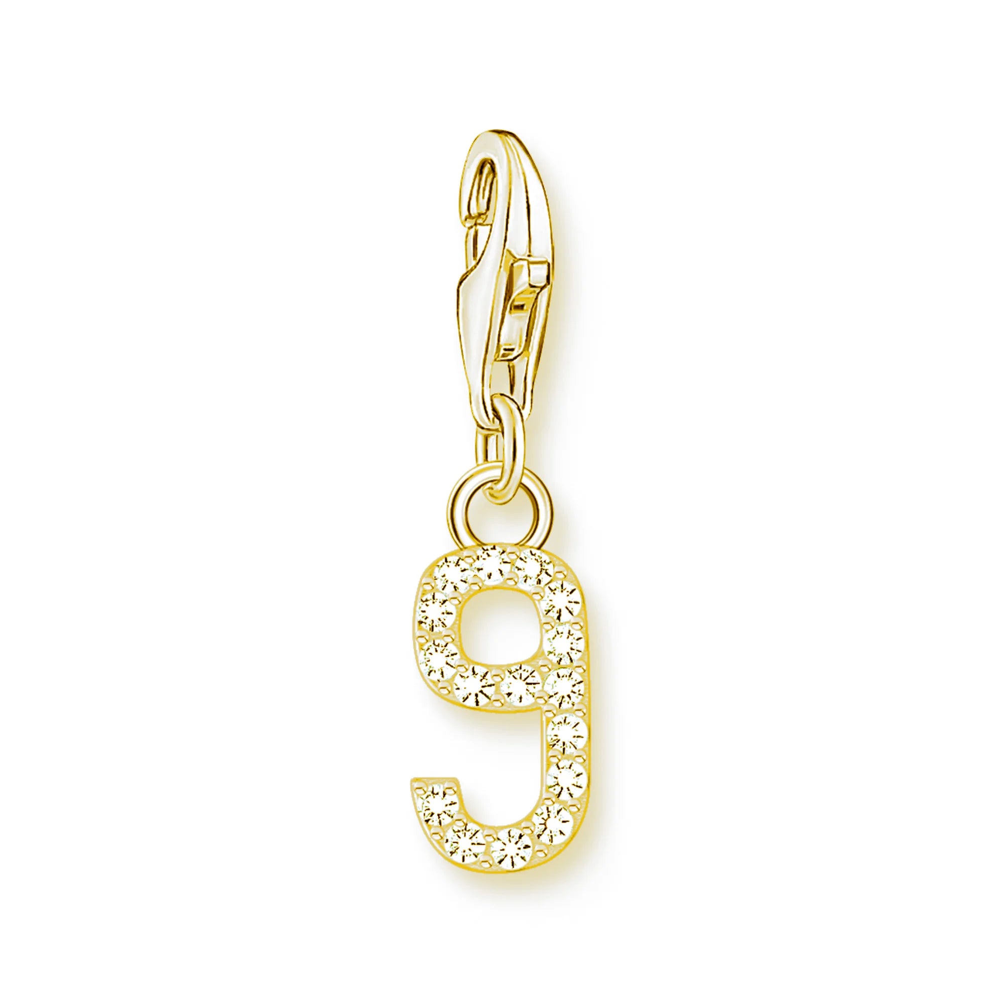 Thaddaeus Gold Plated Number Letter Charm — 925 Sterling Silver Zirconia Pendant