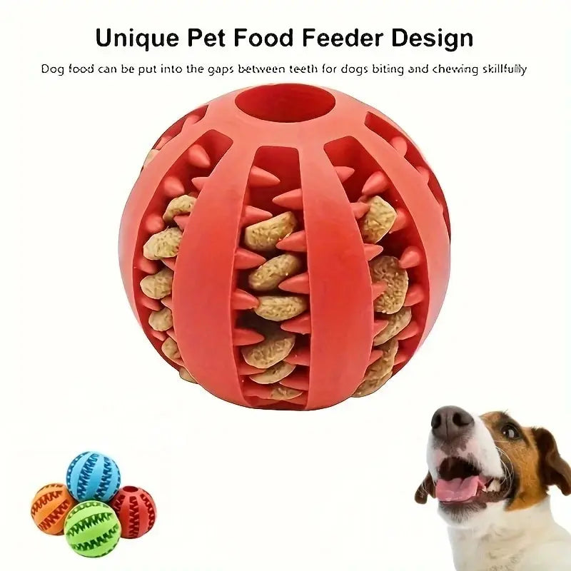 Durable Rubber Pet Toy Ball — Bite Resistant Treat Feeder & Chew Toy