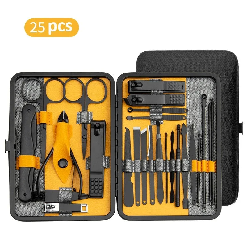 OLOEY Professional Manicure Set — Stainless Steel Nail Care Kit with Case
