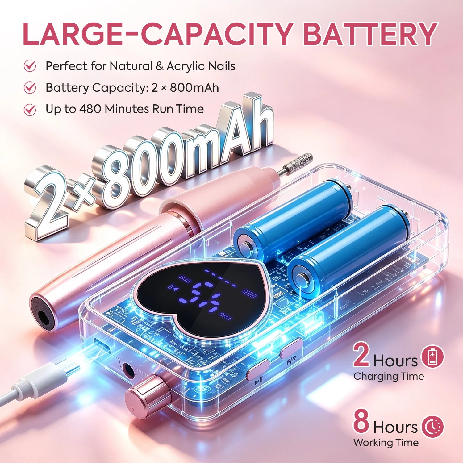 Electric Nail Drill Machine — 45000 RPM Rechargeable Manicure Kit