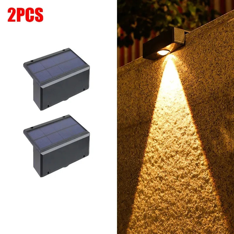 Solar Powered LED Wall Lamp — Waterproof Outdoor Garden Lighting