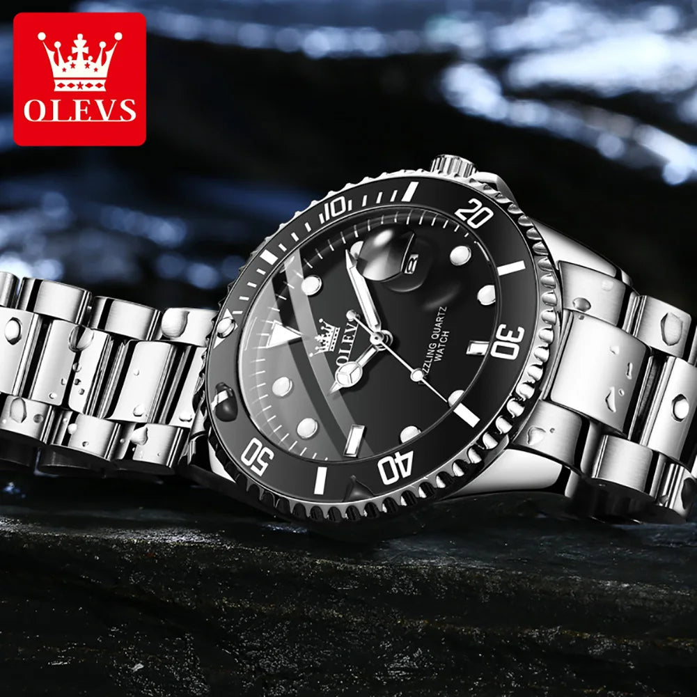 OLEVS Men's Luxury Quartz Watch — Stainless Steel Design with Auto Date