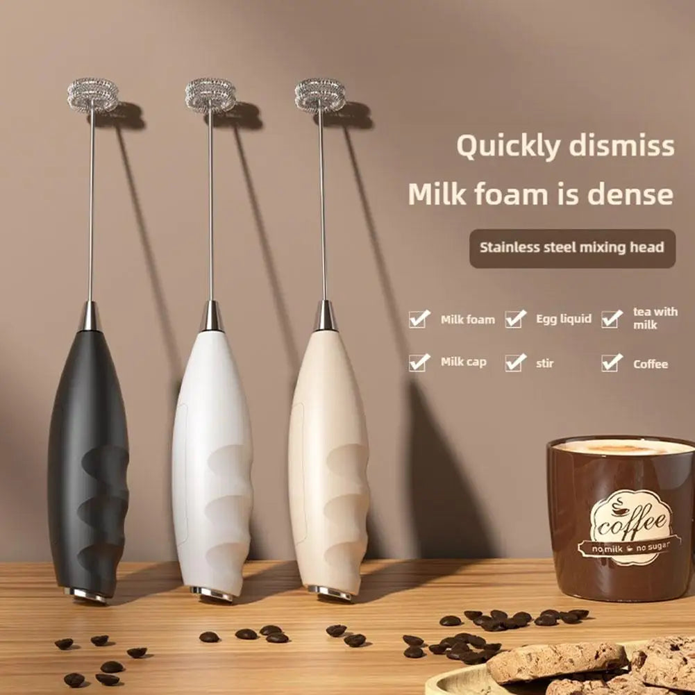 Wireless Electric Milk Frother — Handheld Battery-Powered Mixer for Coffee and Baking