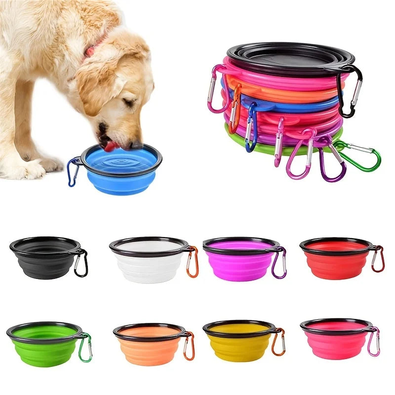 Collapsible Pet Food Bowl — Portable Silicone Travel Dish for Dogs and Cats