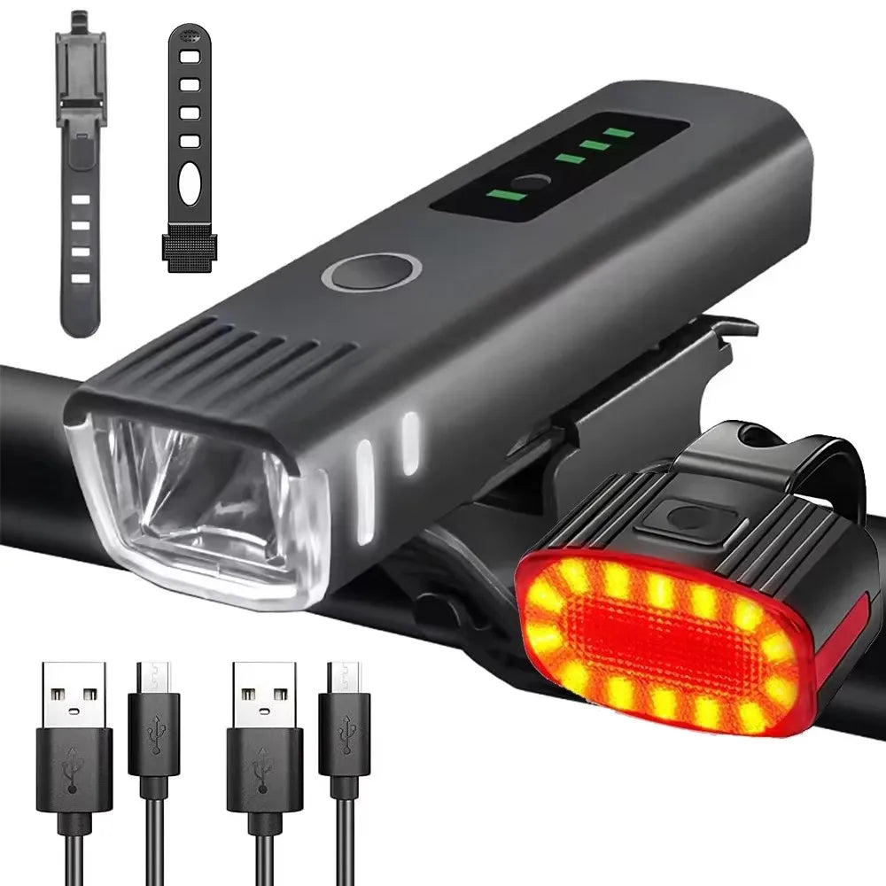 Rechargeable Bicycle LED Headlight — Waterproof Front and Rear Safety Lights