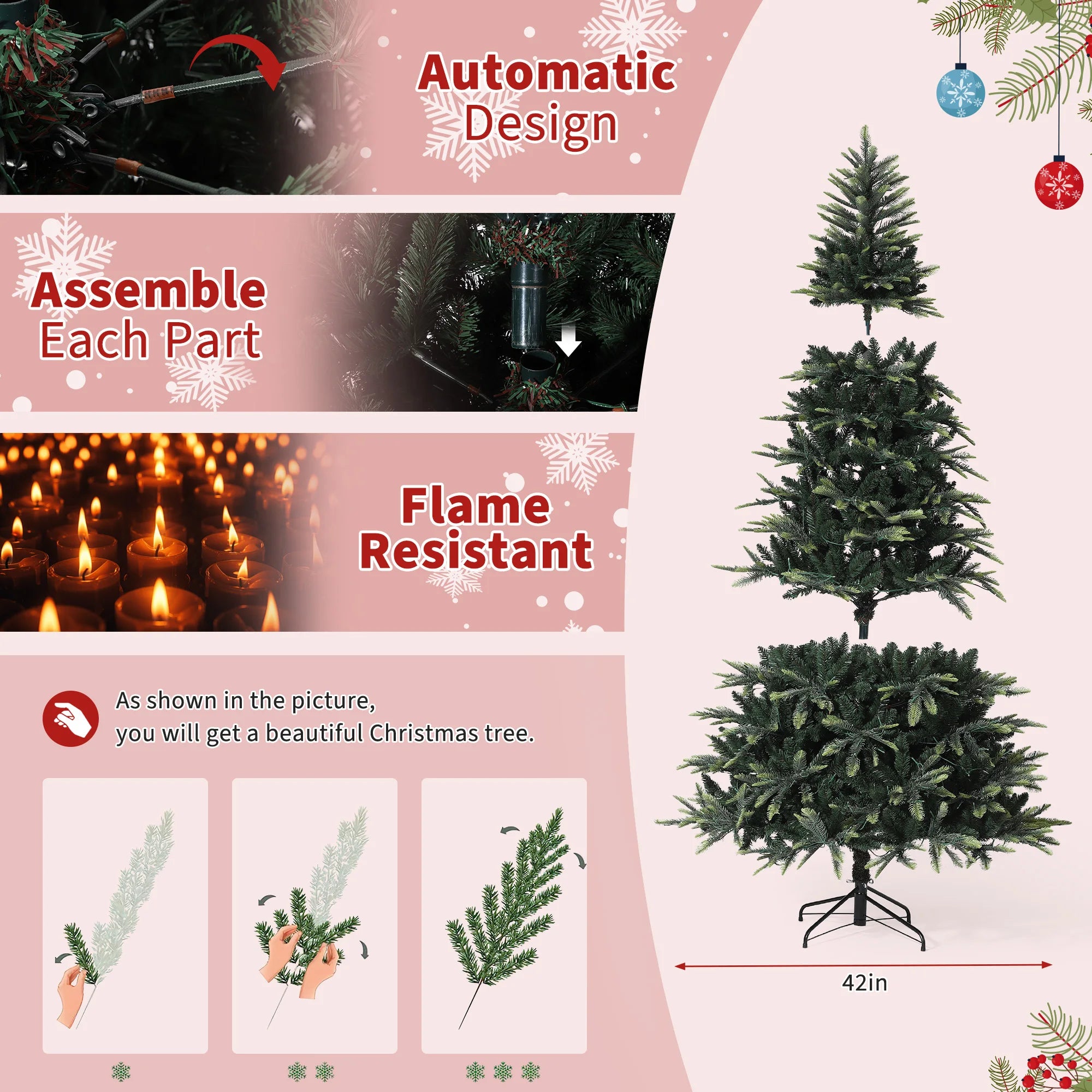 GAOMON Pre-Lit Pencil Christmas Tree — Slim Design for Small Spaces