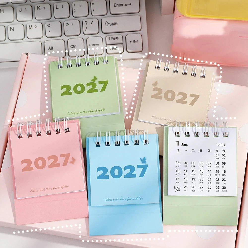 2027 Monthly Desk Calendar — Vintage Minimalist Style with Memo Notes