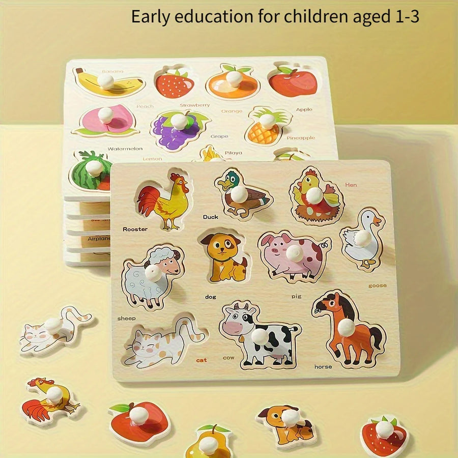 Wooden Geometry Shape Matching Board — Early Education Montessori Puzzle