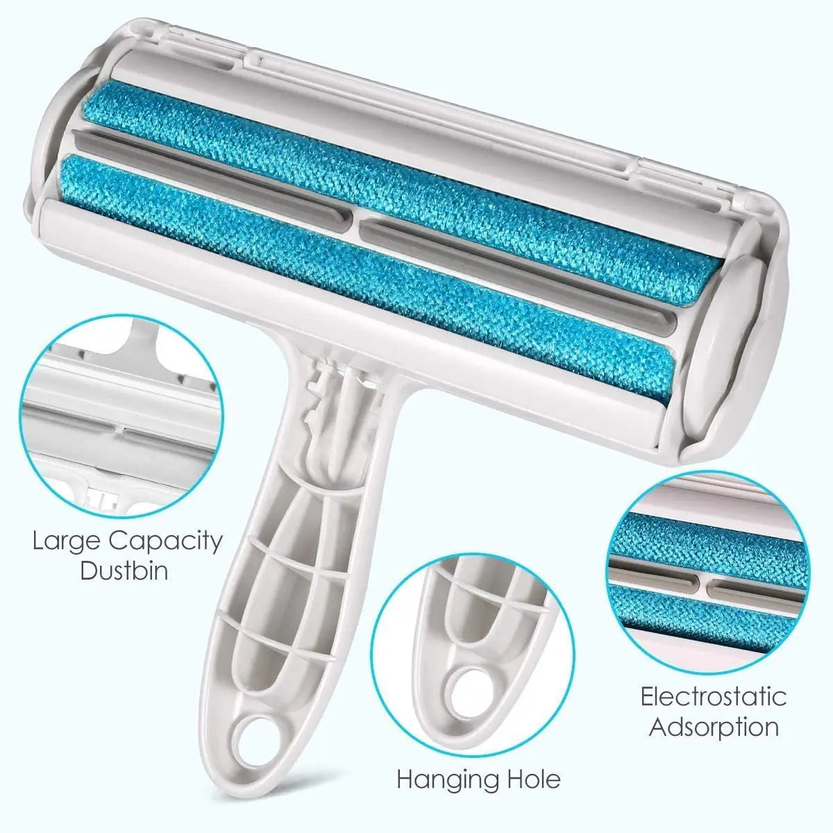 Pet Hair Remover Roller — Reusable Fur Cleaning Tool with Self-Cleaning Base