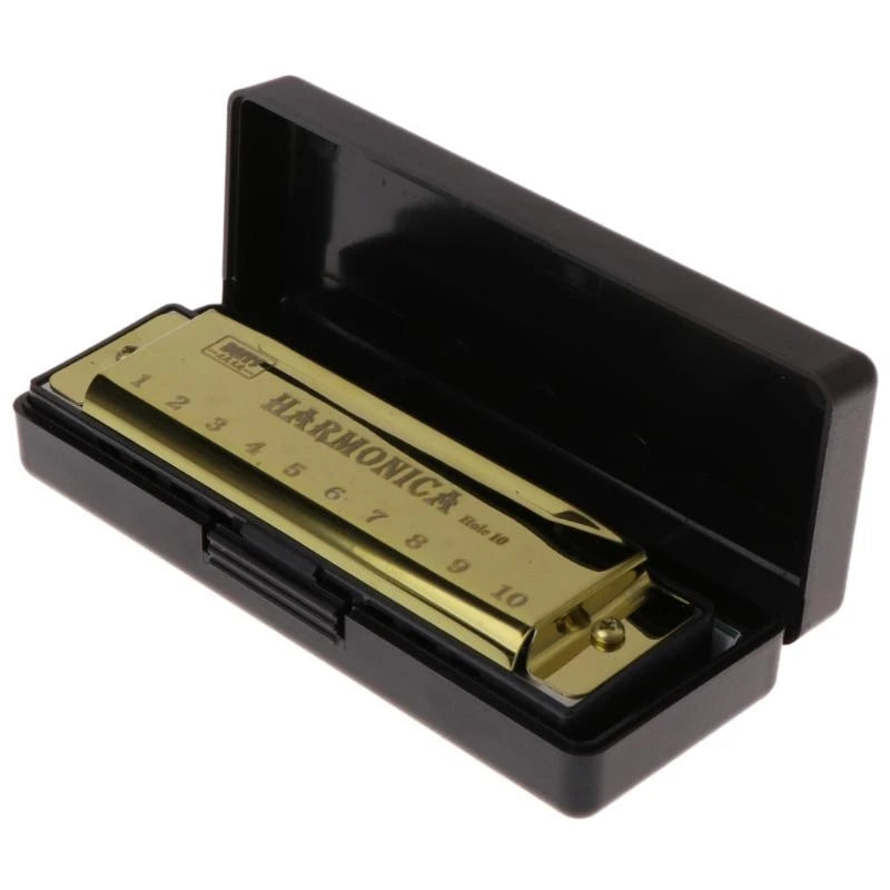 10 Hole Diatonic Harmonica — Beginner Musical Instrument with Case