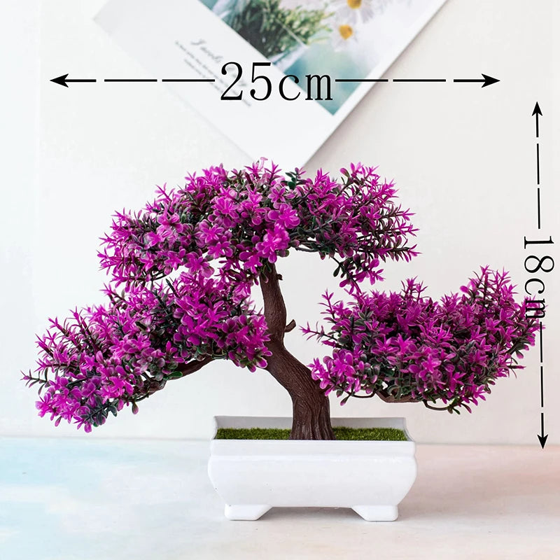 Artificial Bonsai Potted Plant — Realistic Small Tree Decor for Home and Office