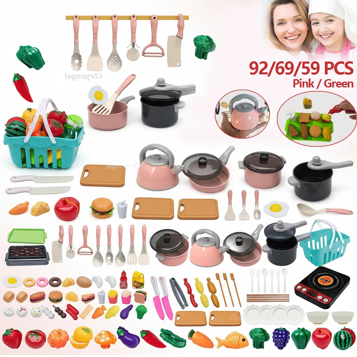 Chriyungel Kids Play Kitchen Set — Realistic Pretend Cooking Toy with Food