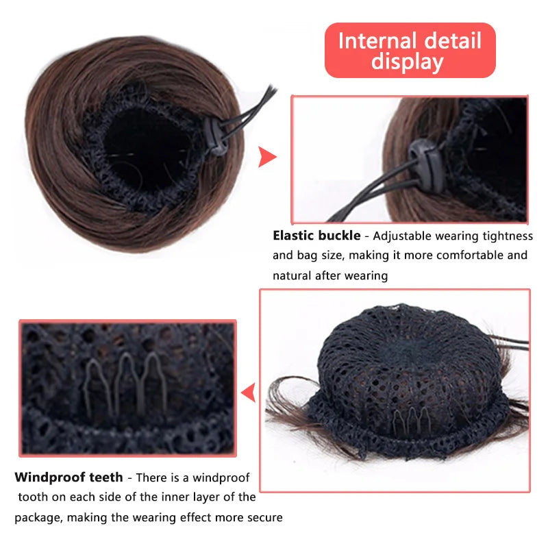 AOOSOO HAIR Synthetic Drawstring Hair Bun — Silk Straight Chignon for Daily Wear