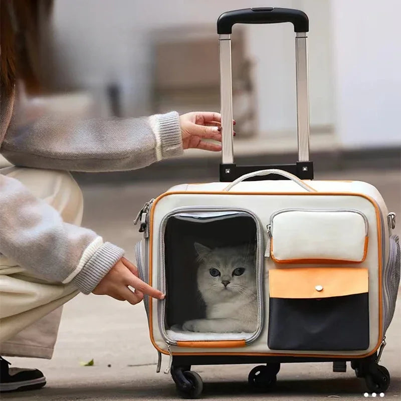 Multi-Functional Pet Carrier Trolley — Portable Backpack and Luggage Bag