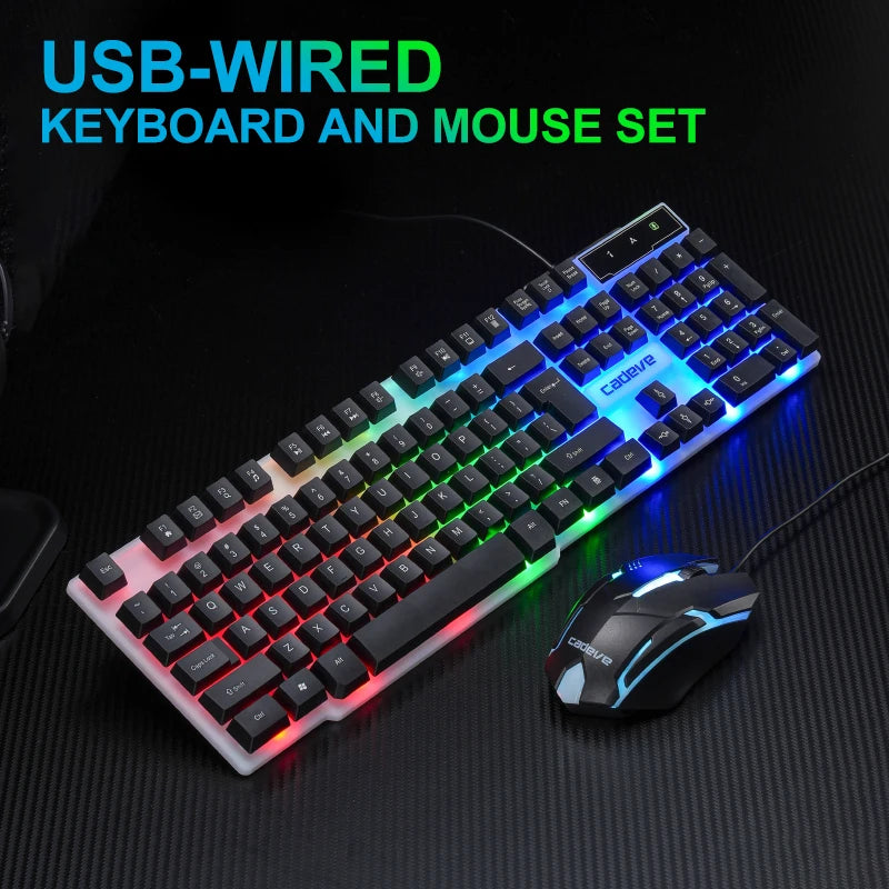 Wired Keyboard and Mouse Combo — Multicolor Backlit Gaming Set
